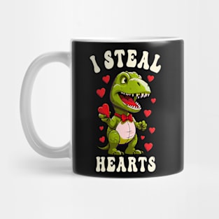 Boys Valentines Day Dinosaur I Steal Hearts Men Love T Rex Mug